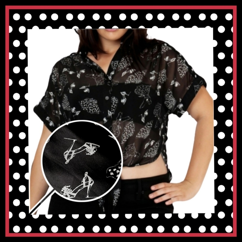 BLACK & WHITE ☆ SHOE PRINT ☆ HI~LOW TIE TOP ☆ JUNIOR  3xl ☆ NWT